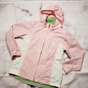 LANDS' END light pink white panel rain jacket L